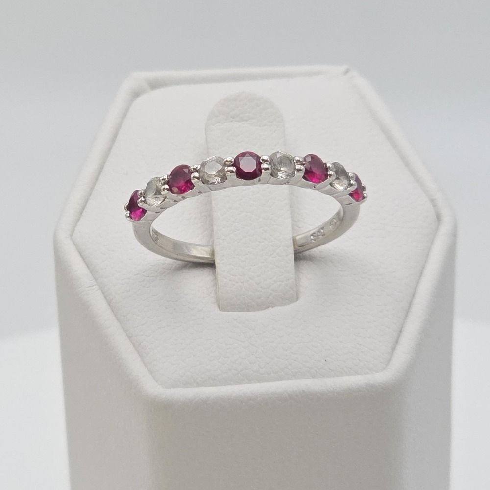 SAI SAMUEL AARON Inc Ruby & Diamond Ring 925 Sterling Silver Size 7 Free $hip!!